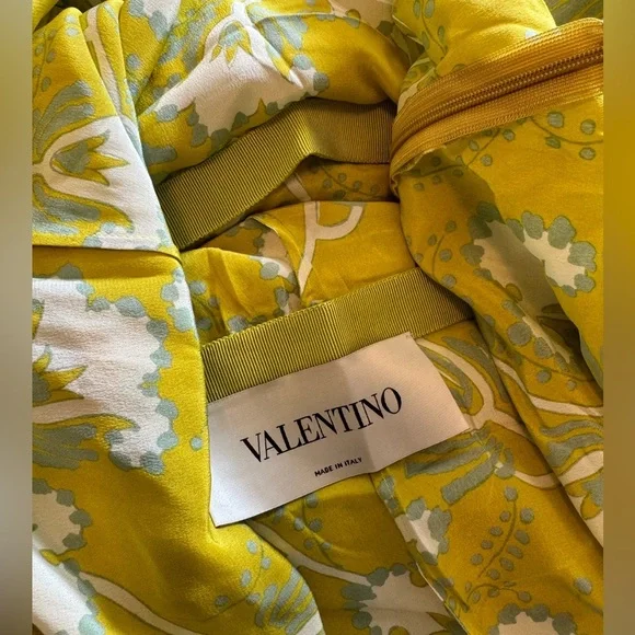 Valentino Floral-print Silk-crepe Midi Dress In Chartreuse